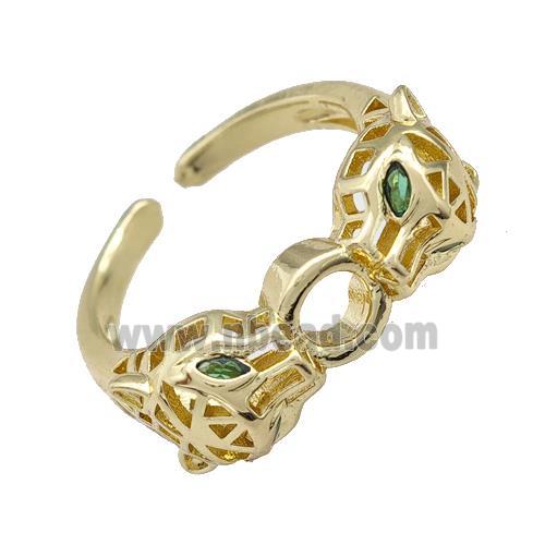 Copper Leopard Rings Micro Pave Zirconia Gold Plated