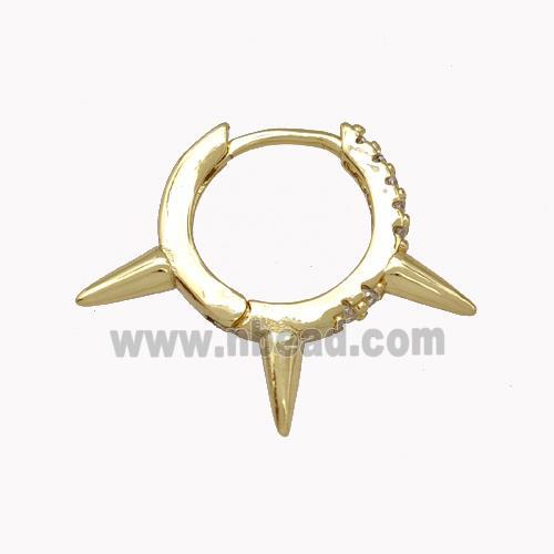 Copper Spike Hoop Earrings Pave Zirconia Piercing Septum Gold Plated