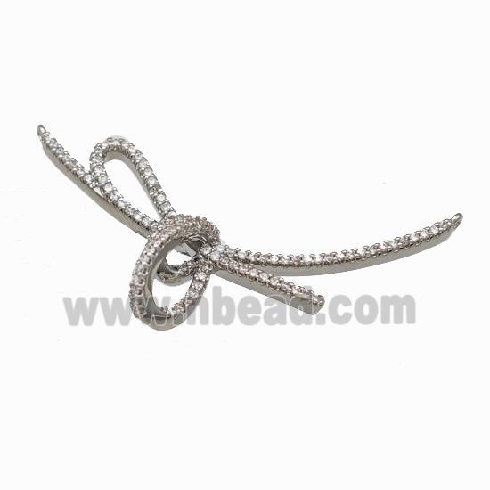 Copper Knot Connector Pave Zirconia Platinum Plated