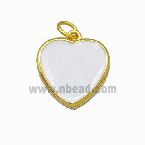 Copper Heart Pendant White Enamel Gold Plated