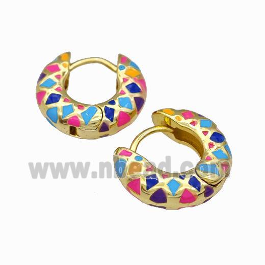 Copper Hoop Earring Multicolor Enamel Gold Plated