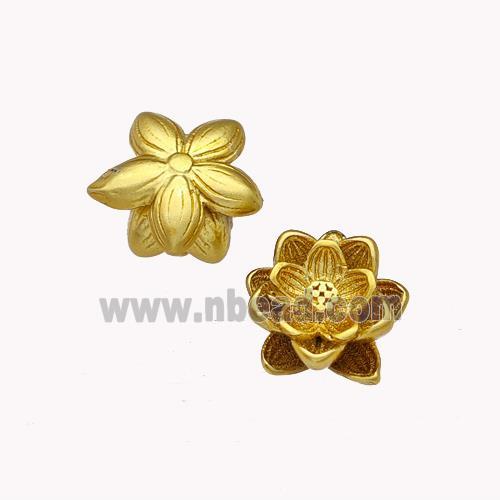 Copper Flower Beads Gold Plated No-hole