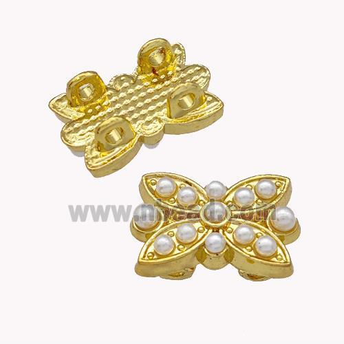 Copper Butterfly Beads Pave Pearlized Resin 2holes Gold Plated