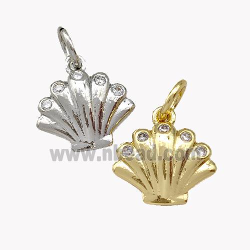 Shell Shaped Copper Pendant Micro Pave Zirconia Mixed