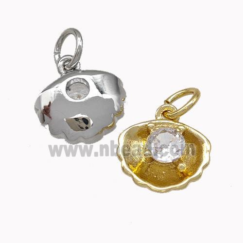 Shell Shaped Copper Pendant Micro Pave Zirconia Mixed