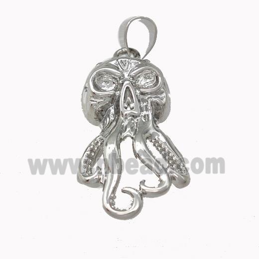 Octopus Charms Copper Pendant Platinum Plated