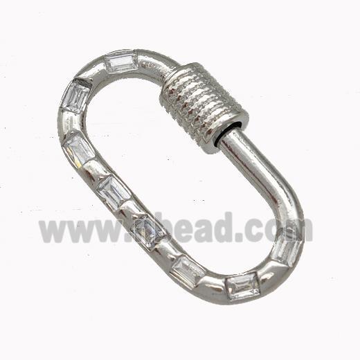 Copper Carabiner Clasp Micro Pave Zirconia Platinum Plated