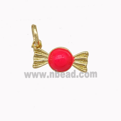 Candy Charms Copper Pendant Red Enamel Gold Plated