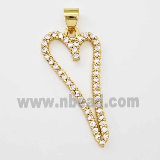 Copper Heart Pendant Micro Pave Zirconia Gold Plated