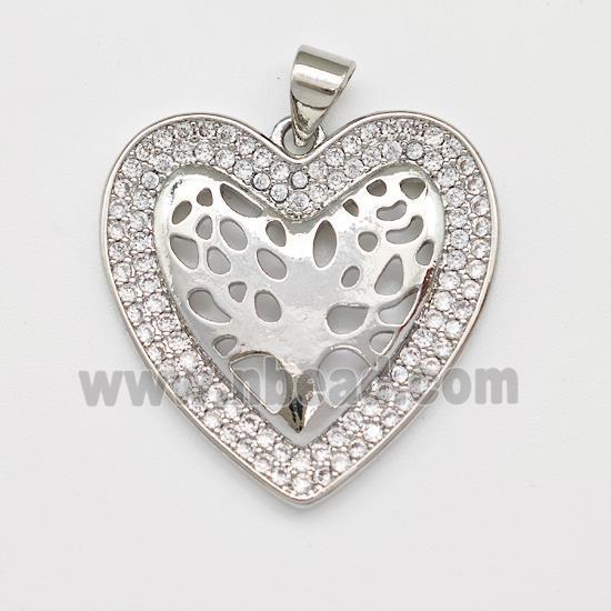 Copper Heart Pendant Micro Pave Zirconia Tree Of Life Platinum Plated