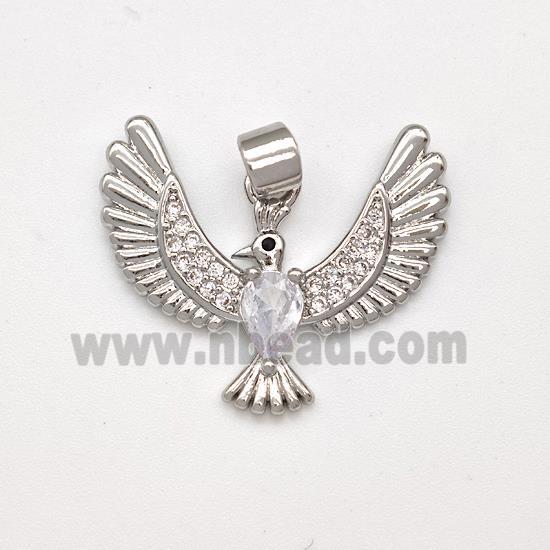 Copper Birds Pendant Micro Pave Zirconia Eagle Platinum Plated