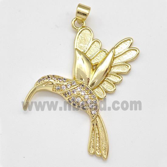 Copper Birds Pendant Micro Pave Zirconia Gold Plated