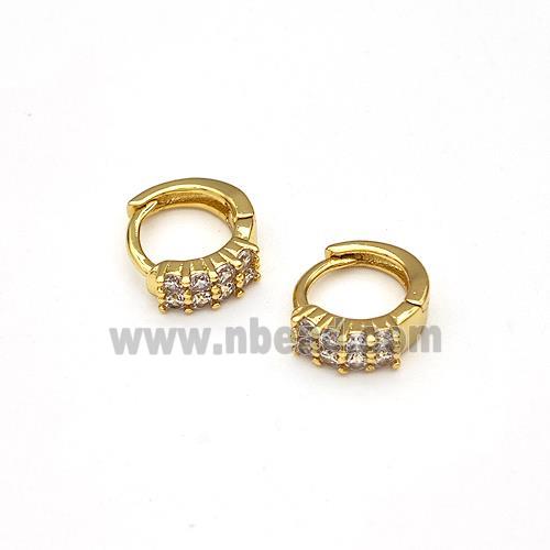 Copper Hoop Earrings Pave Zirconia Gold Plated