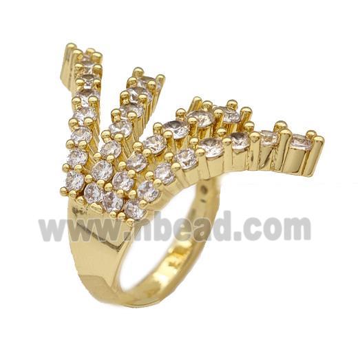 Copper Ring Micro Pave Zirconia Gold Plated