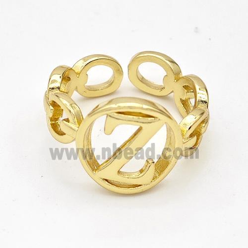 Copper Ring With Letter-Z Gold Plated