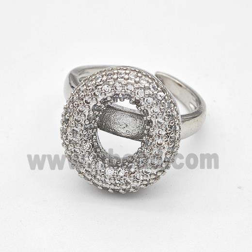 Copper Ring Pave Zirconia Letter-O Platinum Plated