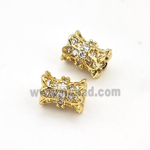 Copper Tube Beads Micro Pave Zirconia Gold Plated