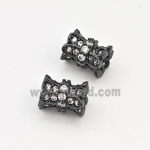 Copper Tube Beads Micro Pave Zirconia Black Plated