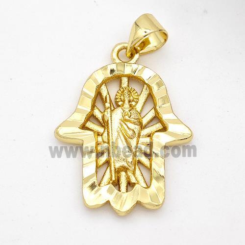 Saint Jude Charms Copper Hand Pendant Gold Plated