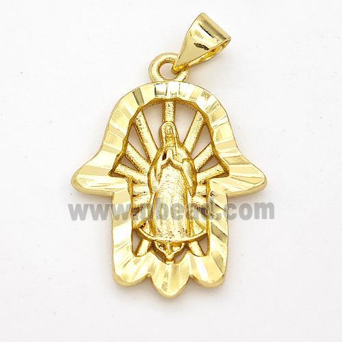 Virgin Mary Charms Copper Hand Pendant Gold Plated