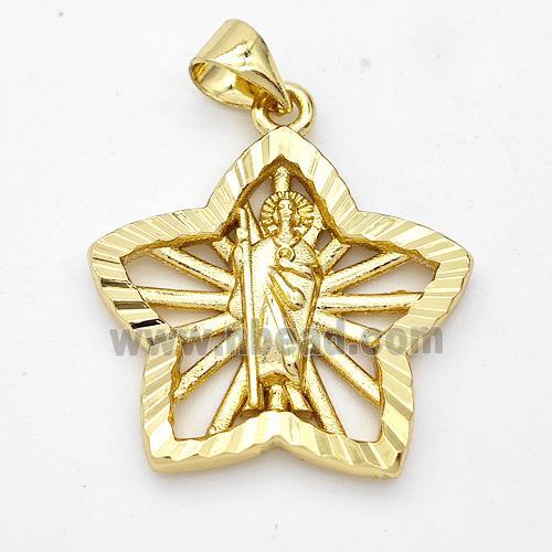 Saint Jude Charms Copper Star Pendant Gold Plated