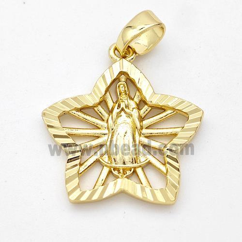 Virgin Mary Charms Copper Star Pendant Gold Plated