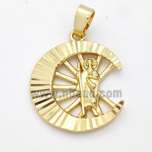 Saint Jude Charms Copper Moon Pendant Gold Plated