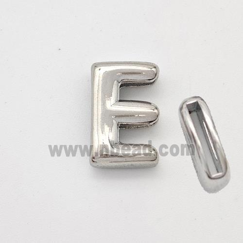 Copper Letter-E Beads Platinum Plated