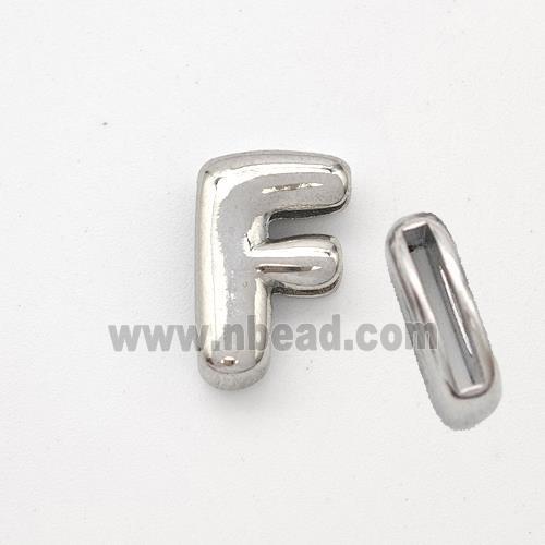 Copper Letter-F Beads Platinum Plated