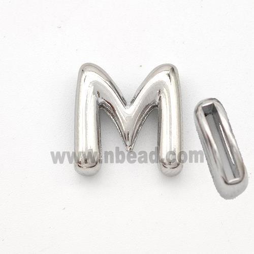 Copper Letter-M Beads Platinum Plated