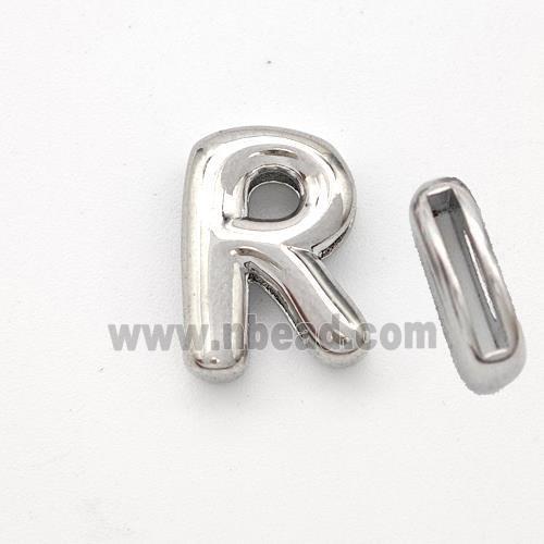 Copper Letter-R Beads Platinum Plated