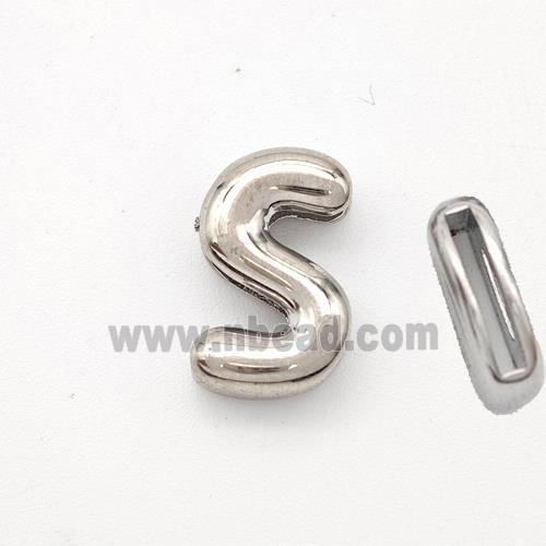 Copper Letter-S Beads Platinum Plated