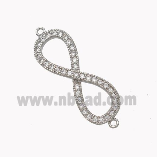 Copper Infinity Connector Micropave Zirconia Platinum Plated