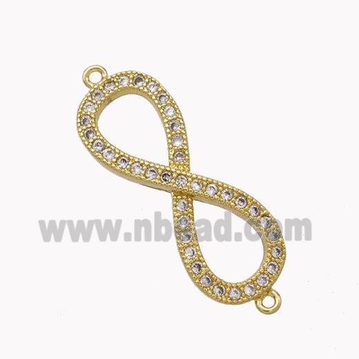 Copper Infinity Connector Micropave Zirconia Gold Plated