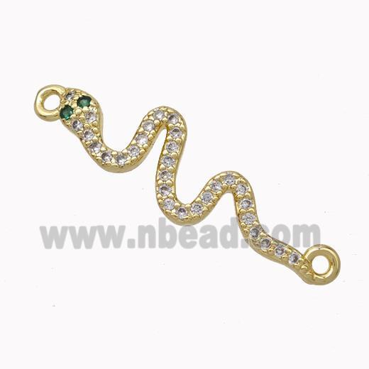 Copper Snake Connector Pave Zirconia Gold Plated