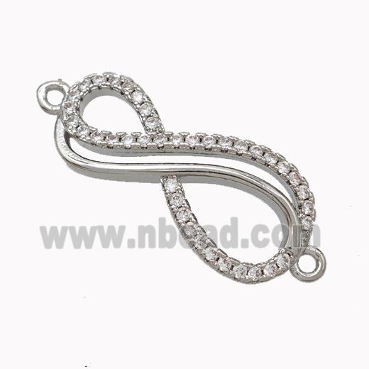 Copper Infinity Connector Micropave Zirconia Platinum Plated