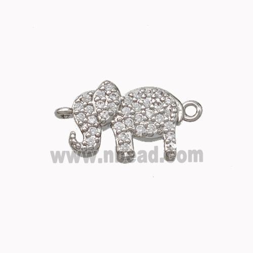 Copper Elephant Connector Micropave Zirconia Platinum Plated