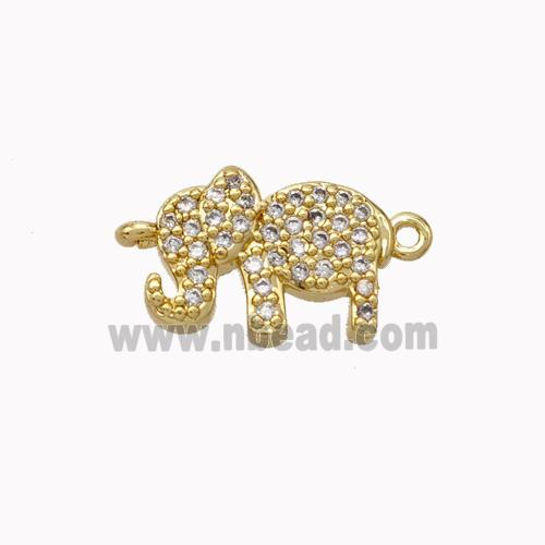 Copper Elephant Connector Micropave Zirconia Gold Plated