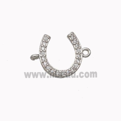 Copper Horseshoe Connector Micropave Zirconia Platinum Plated