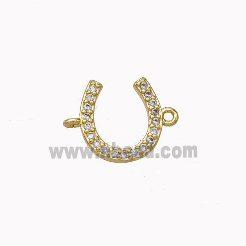 Copper Horseshoe Connector Micropave Zirconia Gold Plated