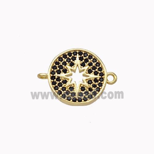 Copper Northstar Connector Micropave Zirconia Circle Gold Plated