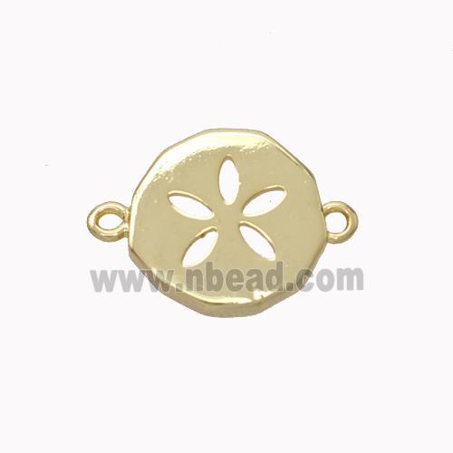 Copper Flower Connector Circle Gold Plated