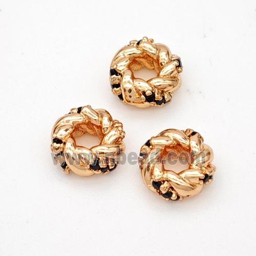 Copper Circle Beads Pave Zirconia Rose Gold