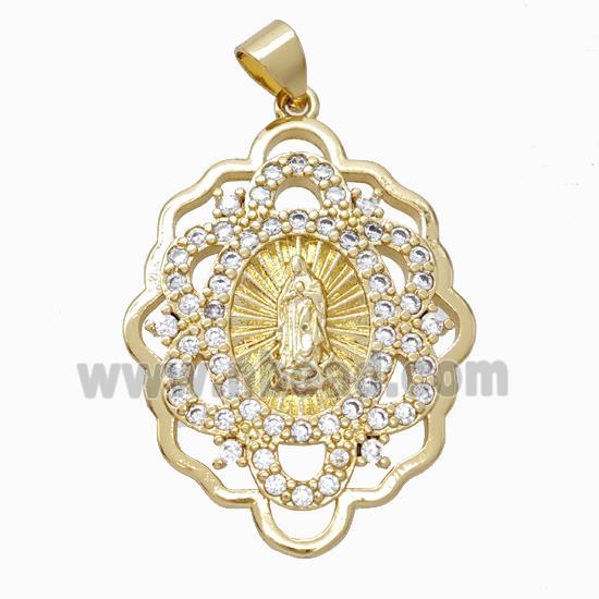 Jesus Charms Copper Pendant Micropave Zirconia Gold Plated