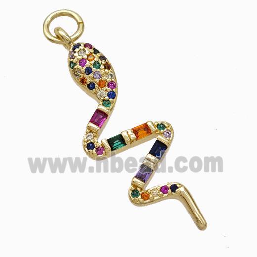 Copper Snake Pendant Pave Zirconia Gold Plated