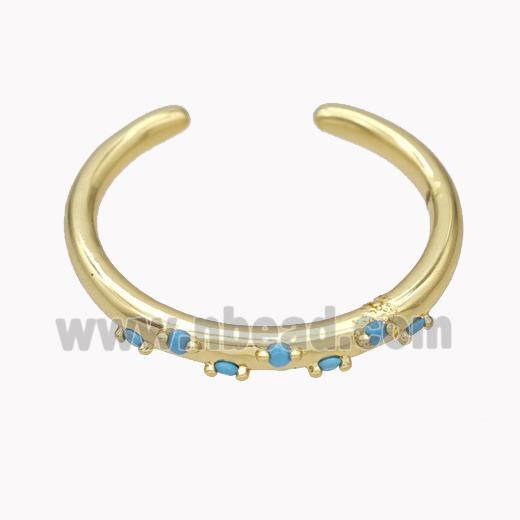 Copper Ring Micropave Turq Zirconia Gold Plated