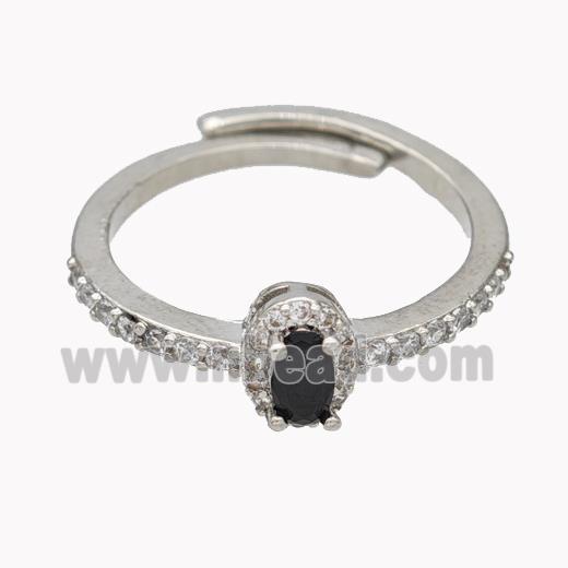 Copper Rings Micropave Zirconia Adjustable Platinum Plated