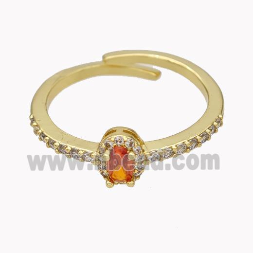 Copper Rings Micropave Zirconia Adjustable Gold Plated