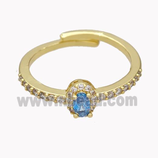 Copper Rings Micropave Zirconia Adjustable Gold Plated