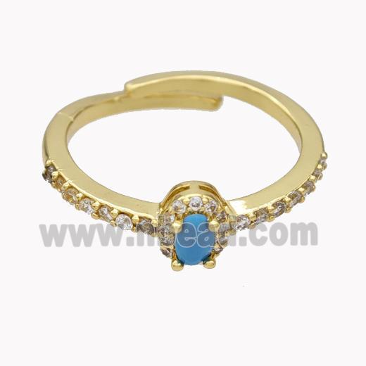 Copper Rings Micropave Zirconia Adjustable Gold Plated